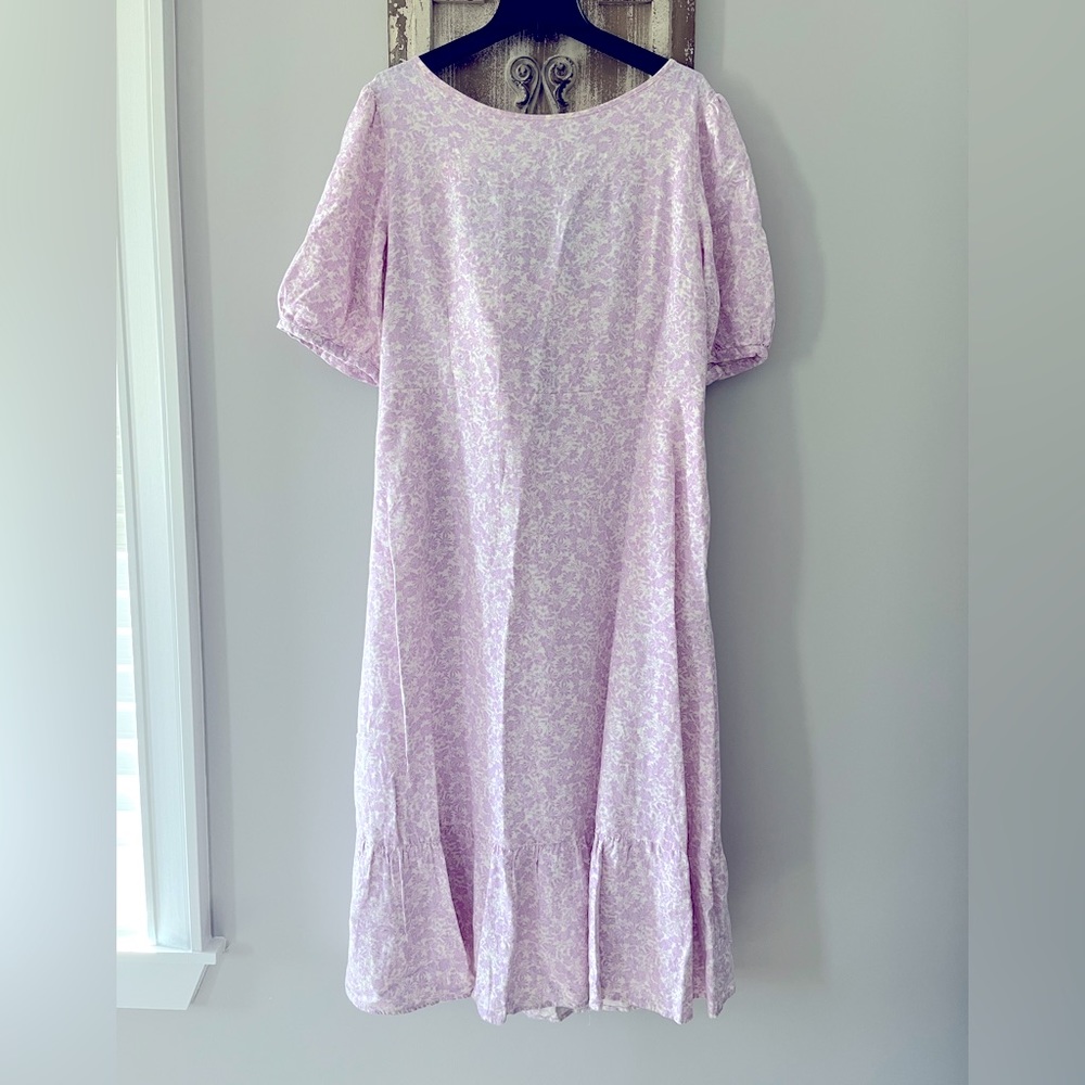 NWT Women’s Who What Wear Lavender/White Floral Tie Backless Maxi Dress (XXL)